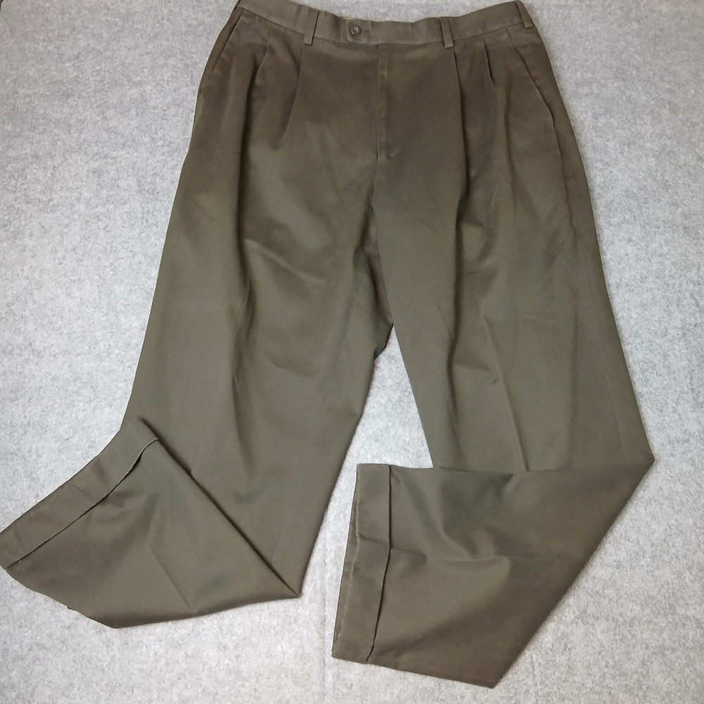 Natural Issue Executive Khakis Mens 36x32 Olive Green Pleated Cuffed Chino Pants